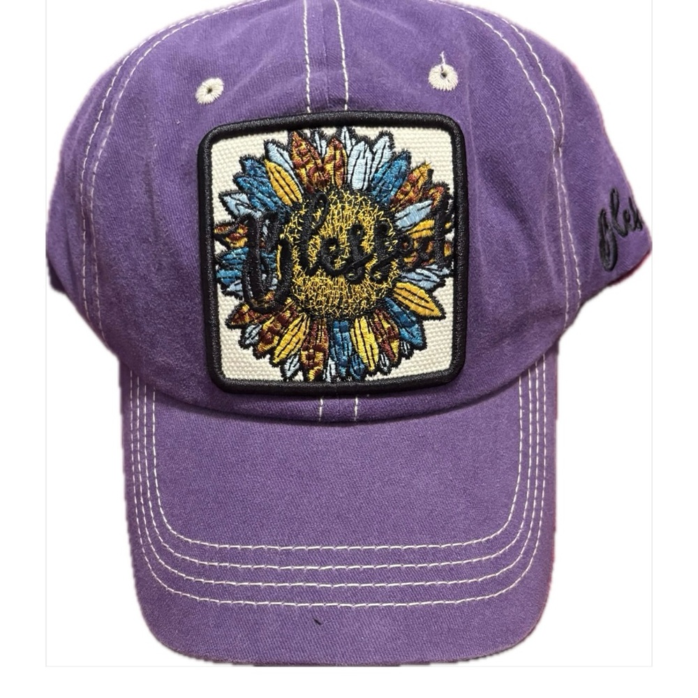 Purple 'Blessed' Embroidered Cap NWOT - Picture 4 of 4